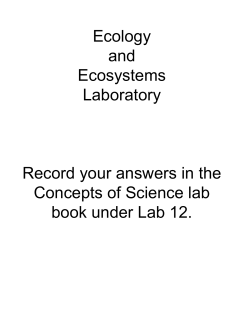 Ecology and Ecosystems Laboratory Record your answers in the