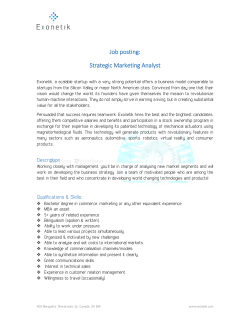 Job posting: Strategic Marketing Analyst