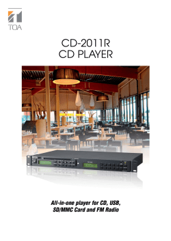CD-2011R CD PlayeR - TOA Electronics Pte Ltd