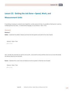 Getting the Job Done&mdash;Speed, Work, and Measurement