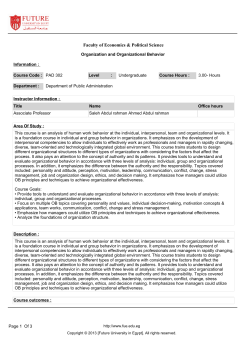 Organization and Organizational Behavior PAD 302