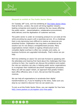 Neopost to exhibit at The Public Sector Show On Tuesday 28th June