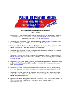SUICIDE PREVENTION AWARENESS MONTH 2012 EVENTS