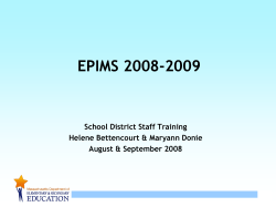 EPIMS 2008-2009 School District Staff Training