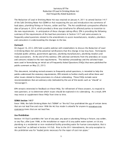 Summary Of The Reduction Of Lead In Drinking Water Act And