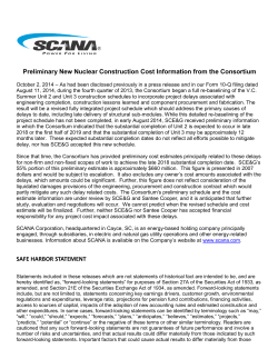 Preliminary New Nuclear Construction Cost Information from the