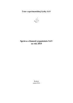 Spr&aacute;va o činnosti organiz&aacute;cie SAV