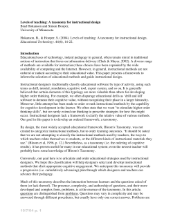 10/7/04 p. 1 Levels of teaching: A taxonomy for instructional design