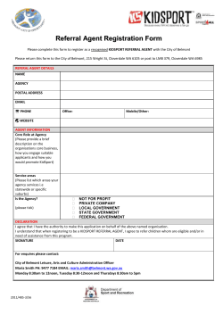 KidSport Referral Agent Registration Form