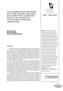 the correlation between attitude toward science and cognitive