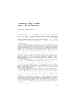 Third-Party Closing Opinions: Limited Liability Companies