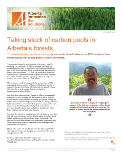 Taking stock of carbon pools in Alberta`s forests