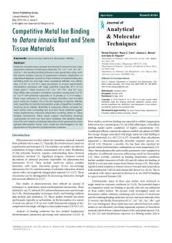 Competitive Metal Ion Binding to Datura innoxia Root and Stem