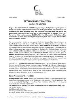 Press release 25 April 2016 22nd CZECH DANCE PLATFORM