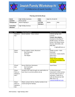 High Holiday planning - Jewish Family Workshop