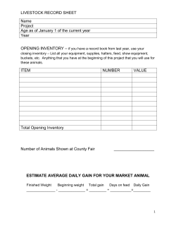 LIVESTOCK RECORD SHEET Name Project Age as of January 1 of