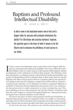 Baptism and Profound Intellectual Disability