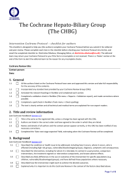 Checklist for protocol - Cochrane Hepato