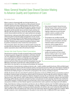 Mass General Hospital Uses Shared Decision Making to Advance