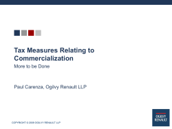 Tax Measures Relating to Commercialization