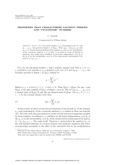 PROPERTIES THAT CHARACTERIZE GAUSSIAN PERIODS AND