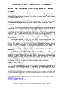 NCDS ethical review and consent - Centre for Longitudinal Studies