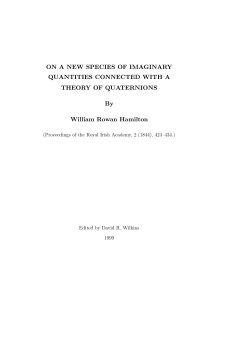 ON A NEW SPECIES OF IMAGINARY QUANTITIES