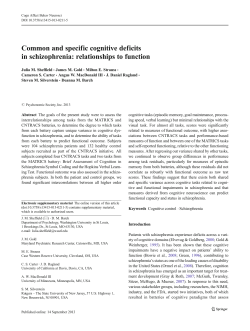 Common and specific cognitive deficits in schizophrenia