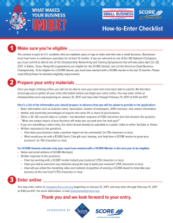 How-to-Enter Checklist - American Small Business Championship