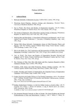 Professor Jeff Hearn - Critical Research on Men in Europe