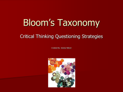 Bloom`s Taxonomy - WLE