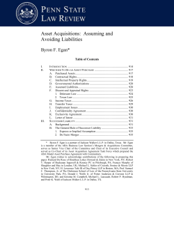Asset Acquisitions: Assuming and Avoiding Liabilities