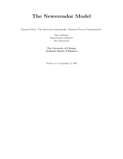 The Newsvendor Model - The University of Chicago Booth School of