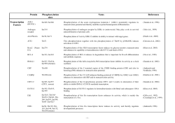 Protein Phosphorylation sites Notes References Transcription Factors
