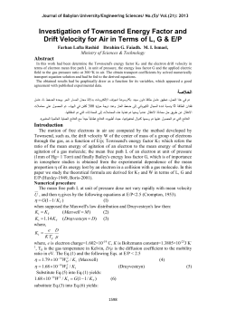 Investigation of Townsend Energy Factor and Drift Velocity for Air in