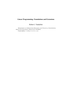 Linear Programming: Foundations and Extensions Robert J