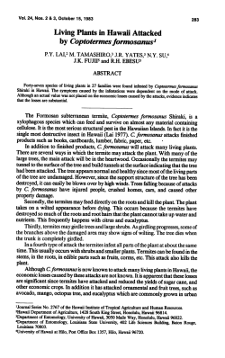 Living Plants in Hawaii Attacked by Coptotermesformosanus1