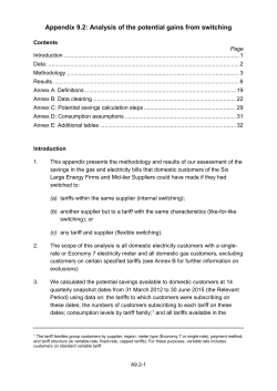 FR Appendix 9.2: Analysis of the potential gains from switching