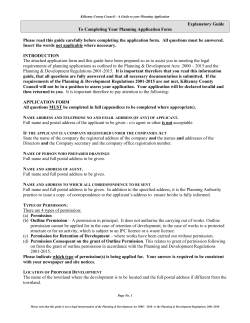 Explanatory Guide To Completing Your Planning Application Form