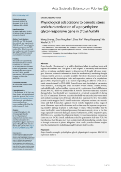 Physiological adaptations to osmotic stress and characterization of a