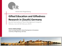 Gifted Education and Giftedness Research in (South) Germany