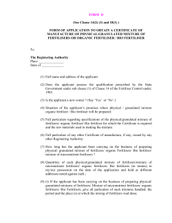 FORM OF APPLICATION TO OBTAIN A CERTIFICATE OF