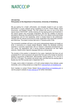 PhD-position at the Department of Economics, University of