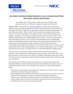 nec energy introduces breakthrough 12-volt lithium