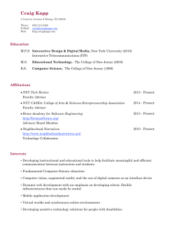 Craig_Kapp-CV-NYU - Advanced Trends in Education