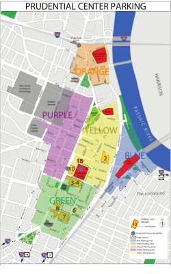 prudential center parking green blue purple yellow orange