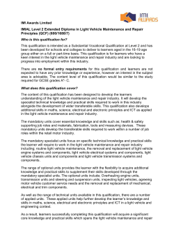 IMI Awards Limited IMIAL Level 2 Extended Diploma in Light Vehicle