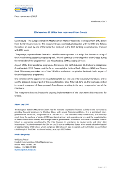 ESM receives &euro;2 billion loan repayment from Greece