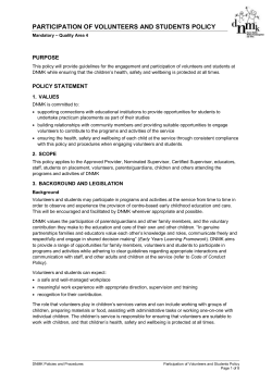 PARTICIPATION OF VOLUNTEERS AND STUDENTS POLICY
