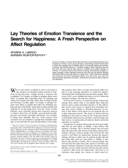 Lay Theories of Emotion Transience and the Search for Happiness